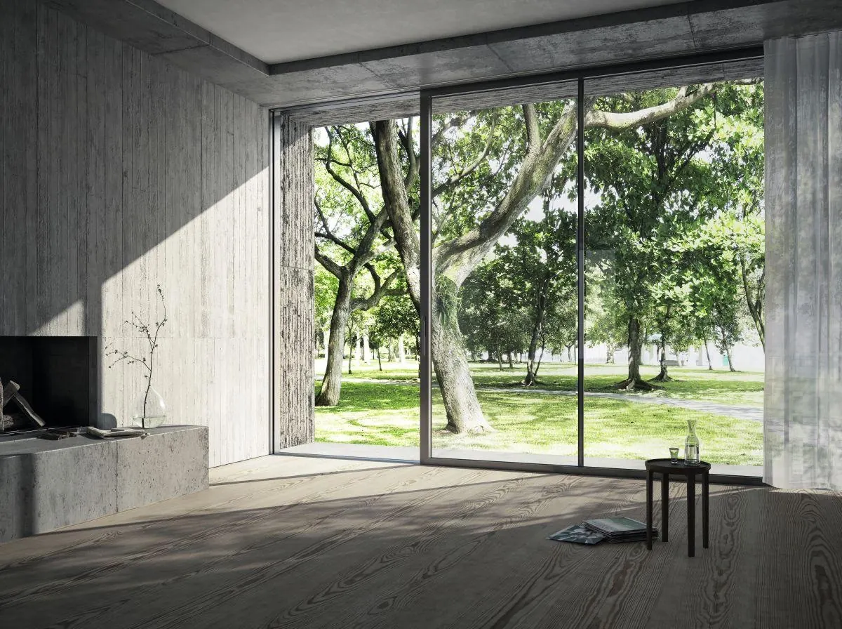 Sch&uuml;co ASE lift and slide door with slim frames onto a park